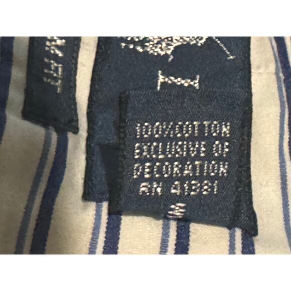 Ralph Lauren Mens Custom Fit Button Down Blue White Striped Shirt Size Medium - Picture 8 of 9